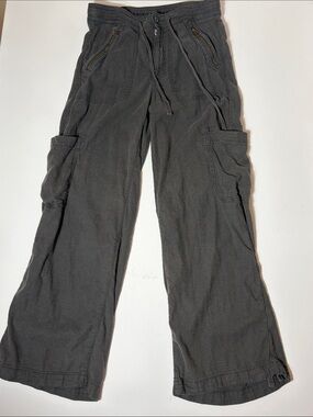 American Eagle Gray Linen Blend Wide Leg Cargo Pants Women’s Size 6